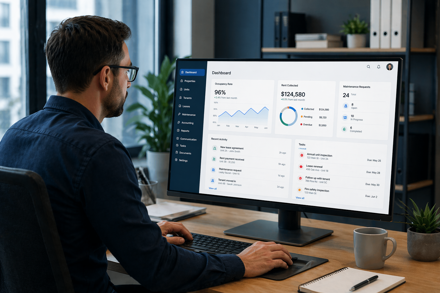 analyst looking at cloud based property management software