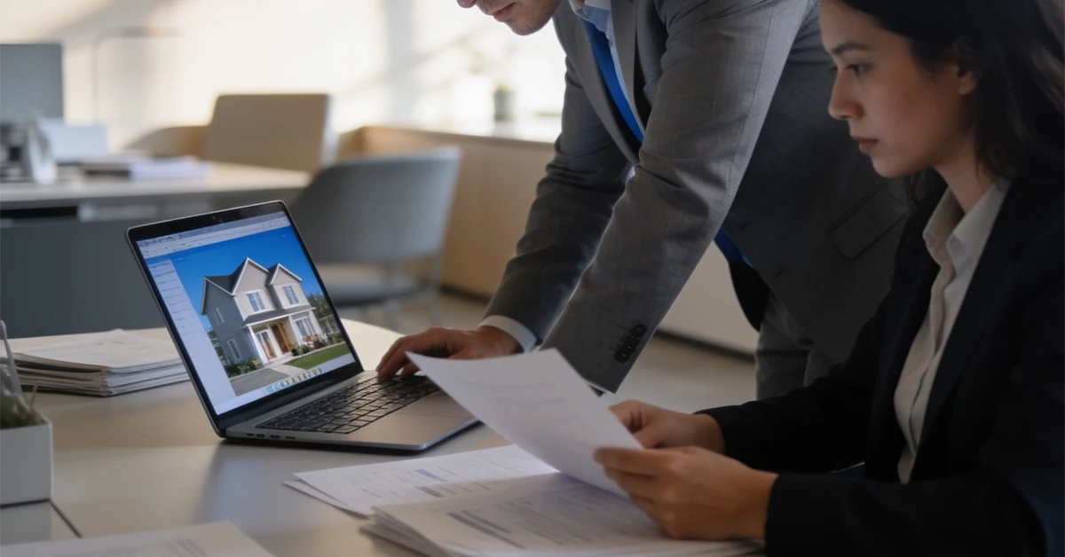 Property management team reviewing email security on a laptop